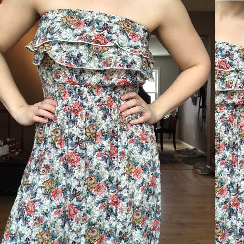 Parisian Floral Strapless Dress